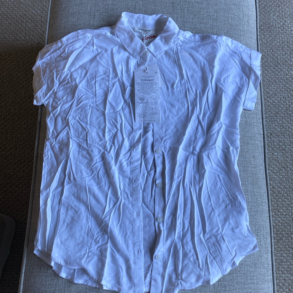 White Short Sleeve Button Down Shirt